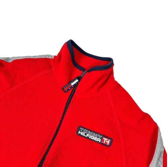 Tommy Hilfiger Jacket Women Large Red Full Zip Fleece Vintage 90s/00 - Picture 2 of 7